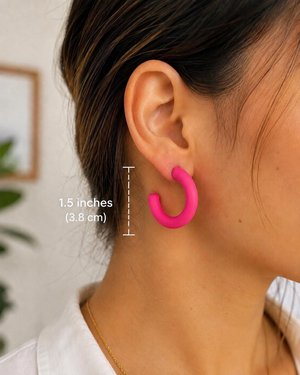 Colorful Statement Hoop Earrings 1.5 Inch | Handmade Polymer Clay Earrings | Lightweight Chunky Hoops | Modern Jewelry | Gift for Her