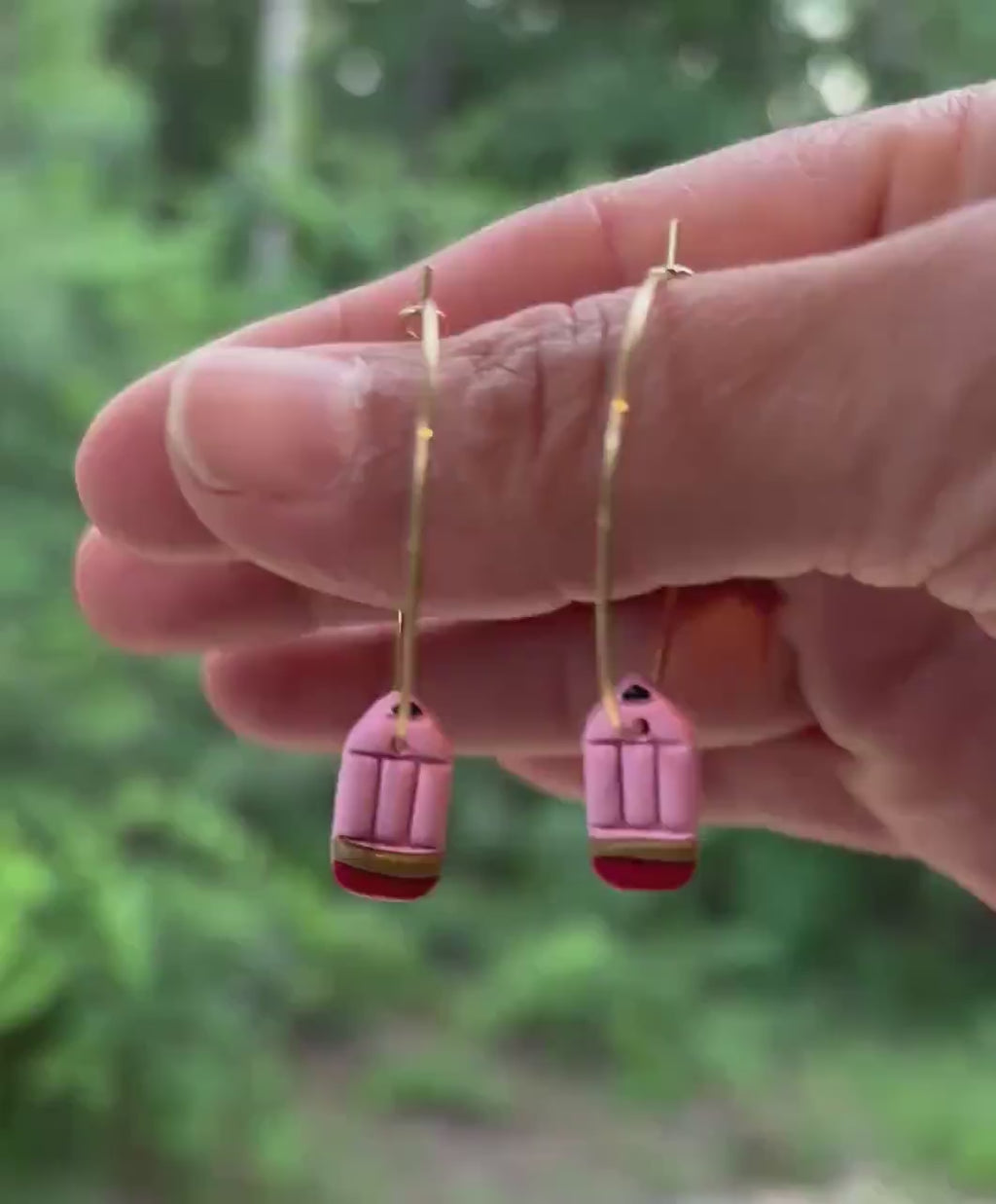Handmade Pink Pencil Hoop Earrings | Polymer Clay Teacher Gift