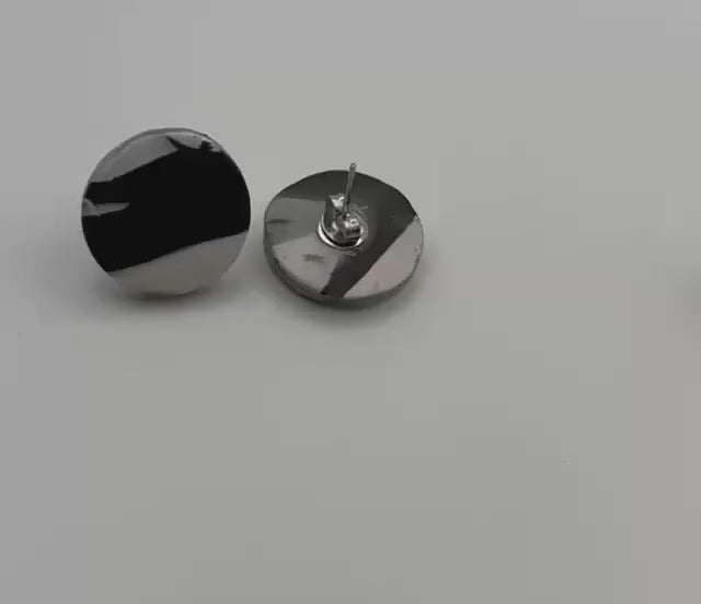 Sage Marble Stud Earrings, Polymer Clay Earrings, Minimalist Neutral Jewelry, Handmade Lightweight Earrings, Gift for Her