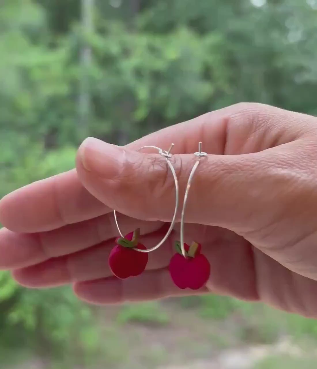 Handmade Polymer Clay Apple Earrings, Teacher Back to School Gift