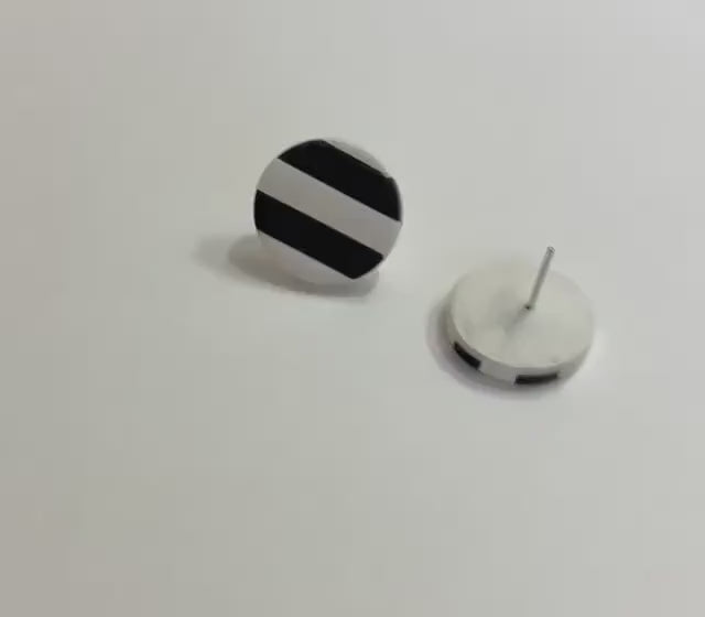 Polymer Clay Earrings Set of 2 | Colorful + Black White Stud Earrings | Lightweight Handmade Gift
