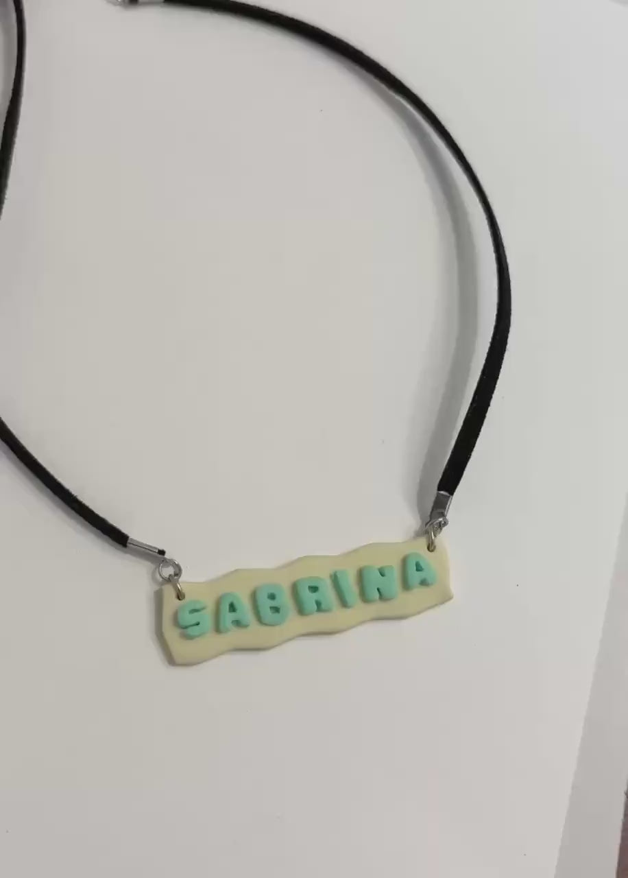 Personalized Name Necklace, Custom Clay Name Necklace, Handmade Polymer Clay Jewelry, Cute Pastel Name Necklace, Gift for Her, Unique