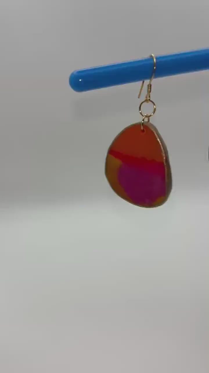 Colorful Polymer Clay Statement Earrings – 18K Gold Plated Hooks, Lightweight Boho Style