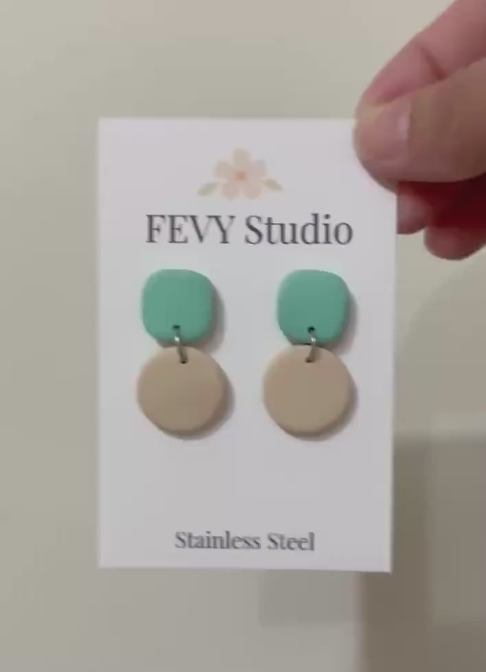 Minimalist Polymer Clay Earrings, 6 Colors Earrings Set, Lightweight Dangle Earrings, Pastel Earrings, Gift for Her, Modern Everyday Jewelry