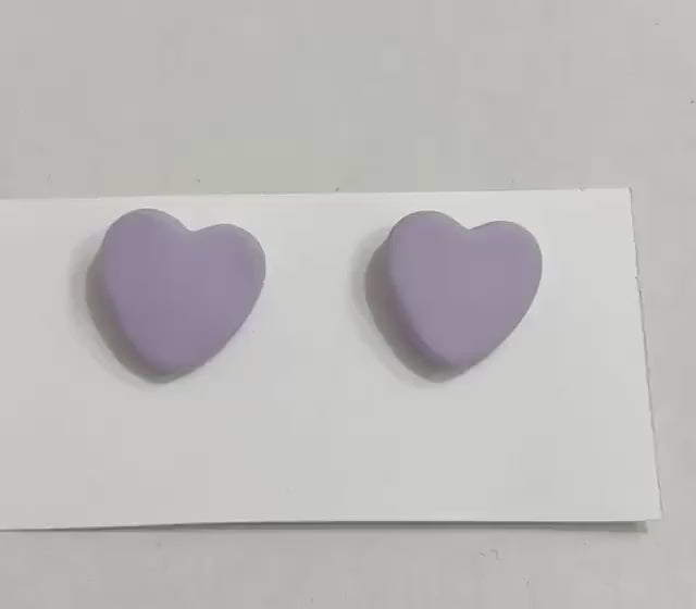 Heart Stud Earrings, Colorful Heart Earrings, Minimalist Polymer Clay Earrings, Cute Pastel Earrings, Lightweight Jewelry, Gift for Her