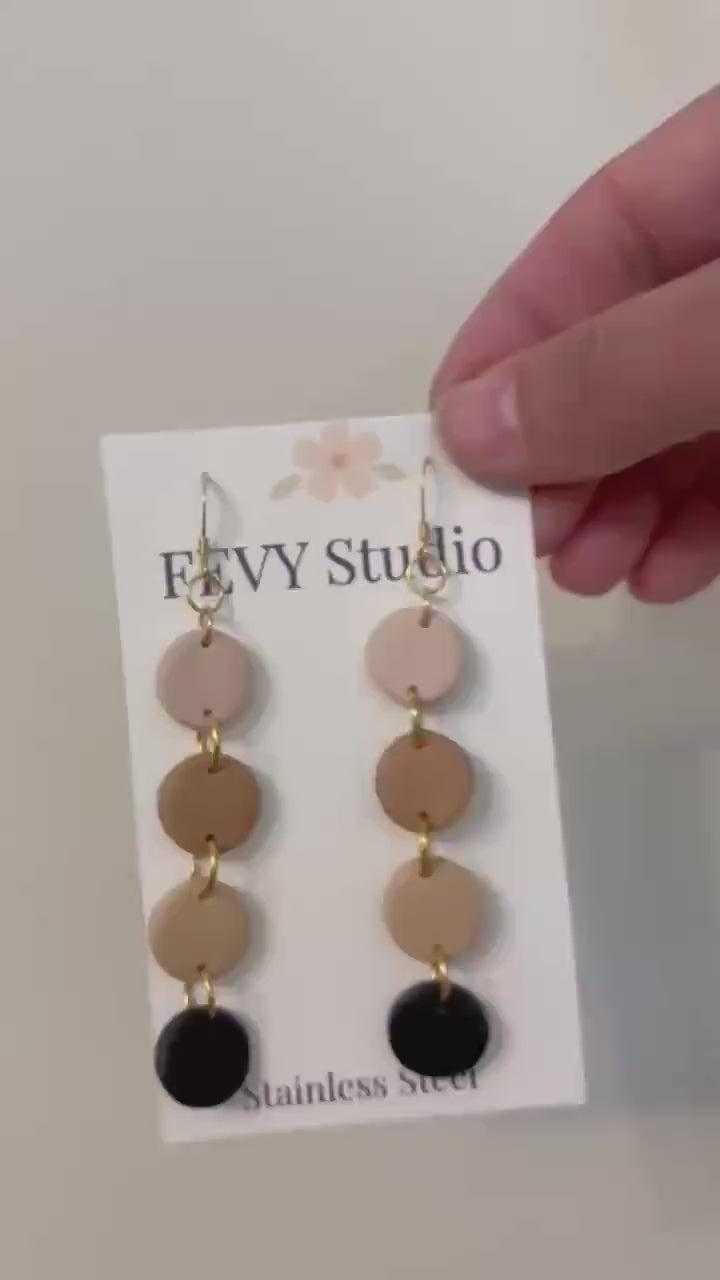 Navy Blue Disc Earrings | Lightweight Dangle, Gold Stainless Steel Hooks