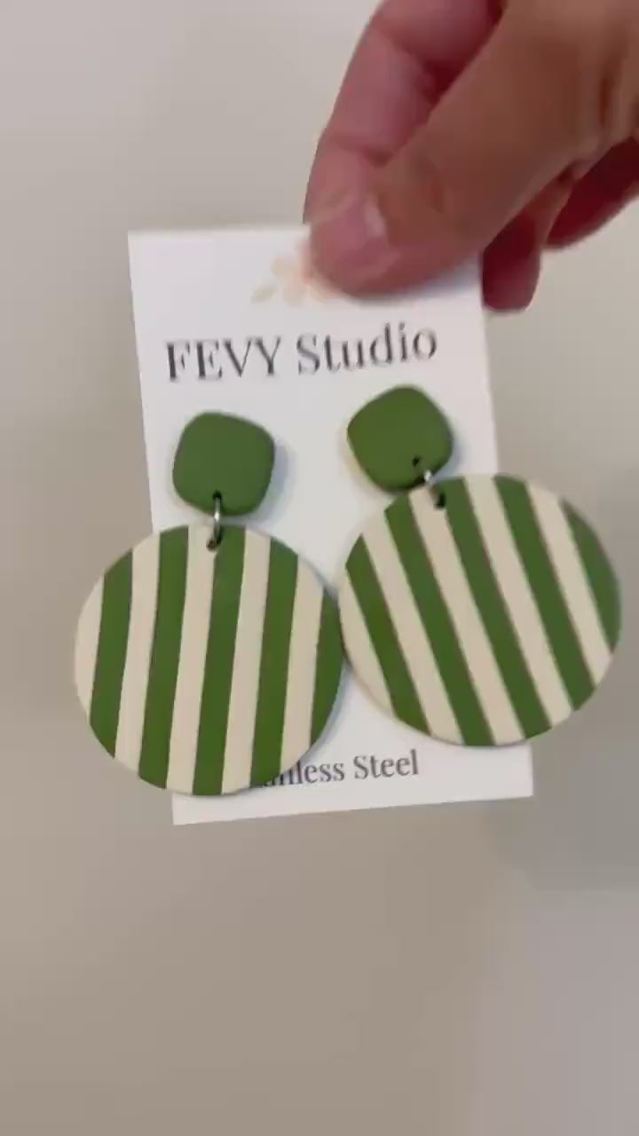 Handmade Black Ivory Polka Dot Polymer Clay Earrings | Minimalist Dangle Jewelry