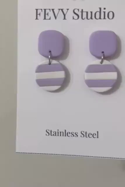 Lilac Statement Earrings, Pastel Clay Earrings, Cute Dangle Earrings, Aesthetic Jewelry, Lightweight Handmade Gift for Her