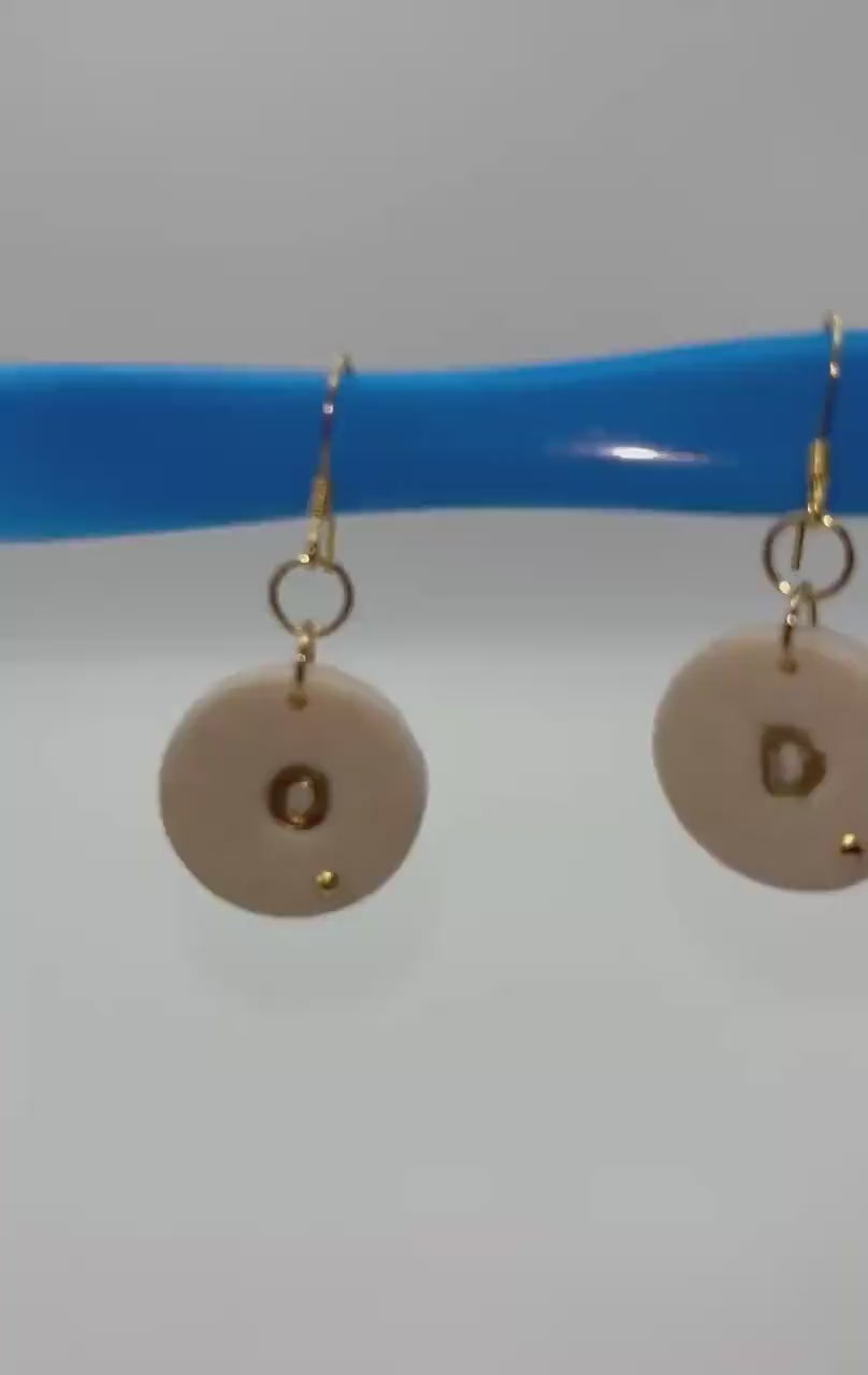 Personalized Initial Polymer Clay Earrings, Gold Letter Dangle Earrings, Minimalist Earrings, Stainless Steel 18K Gold Plated Hooks