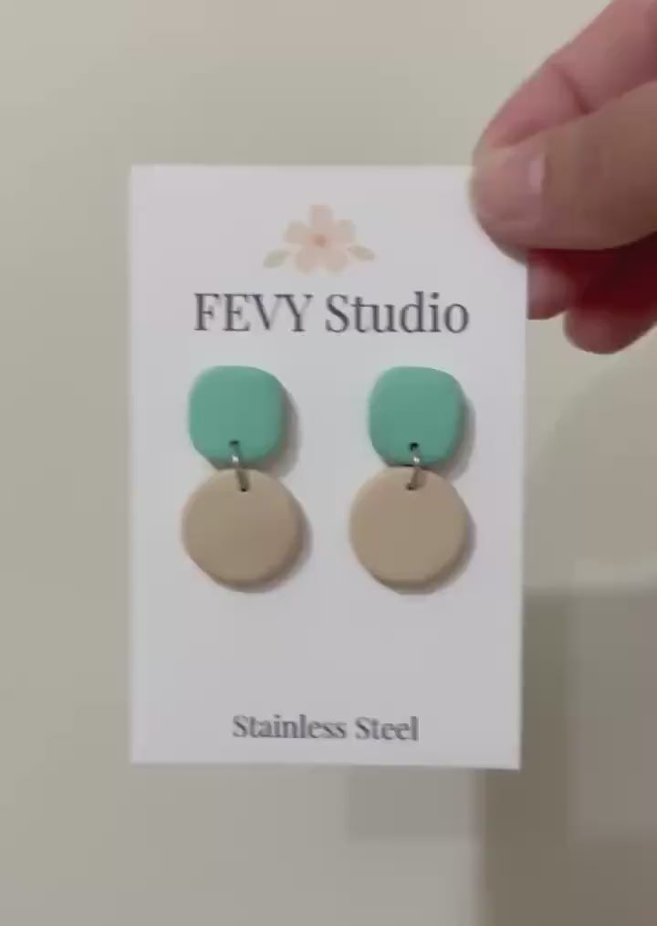 Minimalist Polymer Clay Earrings, 6 Colors Earrings Set, Lightweight Dangle Earrings, Pastel Earrings, Gift for Her, Modern Everyday Jewelry