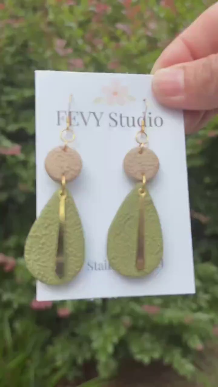 Turquoise Geometric Polymer Clay Earrings | Modern Textured Dangle Statement Jewelry